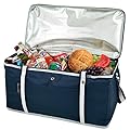Picnic at Ascot 72 Can Large Folding Collapsible Cooler Trellis Blue Navy