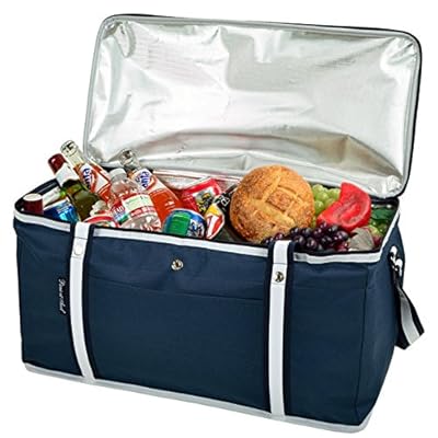 Picnic at Ascot 72 Can Large Folding Collapsible Cooler Trellis Blue Navy