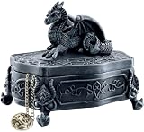 Gothic Medieval Dragon Lidded Jewelry Treasure Box