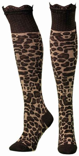 Blazin Roxx Women's Leopard Print With Lace Knee-High Socks