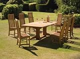 Pagoda Pacific Hardwood Garden Furniture 1.7m-2.3m Extending Table with 6 Highbacked Chairs
