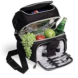 Picnic Time Pranzo Individual Picnic Pack w/ Service For 1 (Black/Silver)