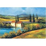 Magic Slice Non-Slip Flexible Cutting Board, Party Size 7.5 x 11, Tuscan Scene by H. Hargrove