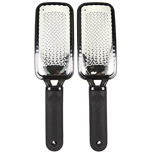 Queentools Colossal Pedicure Foot Rasp and Callus Remover Sided Stainless Steel - Remove Hard Skin Set of 2(Black)