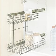 WENKO 5930100 Schrankauszug Duo - ausziehbares Doppelregal, Montage im K�chenschrank, Chrom, 22 x 47 x 44 cm