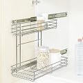 WENKO 5930100 Schrankauszug Duo - ausziehbares Doppelregal, Montage im K�chenschrank, Chrom, 22 x 47 x 44 cm