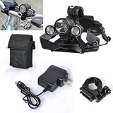 Genwiss 2 in 1 Super Bright 5000 lumen 4 Modes CREE XML-T6 XPE R2 LED Headlamp Headlight &Bike Bicycle Flashlight for Camping Biking Working Hunting Fishing Riding Walking(With Batteries)