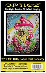 Opticz Mushroom Caterpillar Blacklight Tapestry