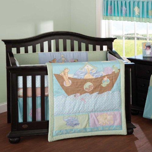 Jessica Breedlove Noahs Ark 6 Piece Crib Set, Blue/Brown