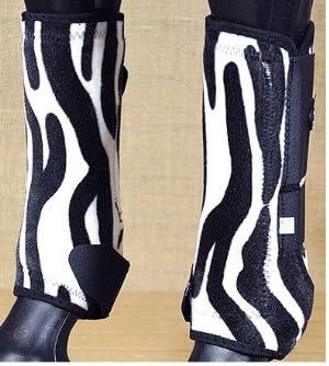 Tough-1 Extreme Fun Prints Front Vented Sport Boots ZEBRA - Set of 2 Medium