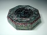 Mother of Pearl Inlay Art Lacquer Finish Wood Cookie Candy Cheese Food Handmade Solid Thick Octagonal Serving Snack Lunch Bento Box Party Tray