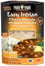 Tiger Easy Indian Heat & Eat, Chana Masala with Basmati Cumin Rice, 19.4-Ounce Boxes (Pack of 6)