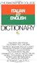 Bantam New College Italian/English Dictionary (Bantam New College Dictionary Series)