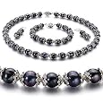 PearlsOnly MarieAnt Black 8-9mm AA Freshwater Pearl Set
