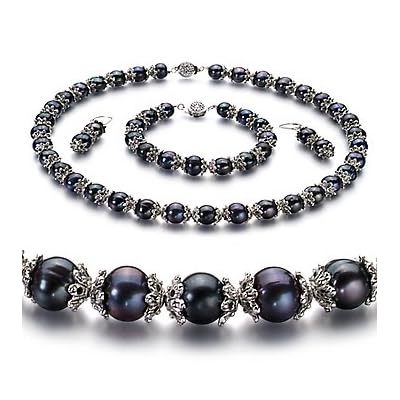 PearlsOnly MarieAnt Black Freshwater Pearl Set