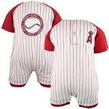 Majestic Los Angeles Angels of Anaheim Newborn White Pinstripe Romper
