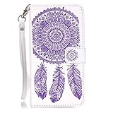 UNEXTATI LG G5 ケース PUレザー 手帳型ケース カバー カード収納 ストラップ 付き LG G5 用 Case Cover (紫色)