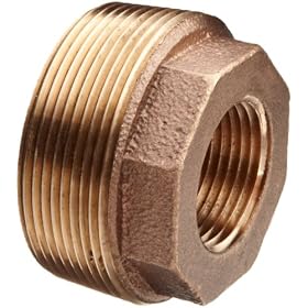Lead Free Brass Pipe Fitting, Hex Bushing, 125 lb, 3/4" NPT Male X 1/2" NPT Female