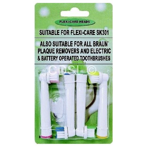 4 Toothbrush Replacement Refill Heads Generic - COMPATIBLE WITH ALL Oral-B Braun Plague Removers and battery operated toothbrushes EB17-4