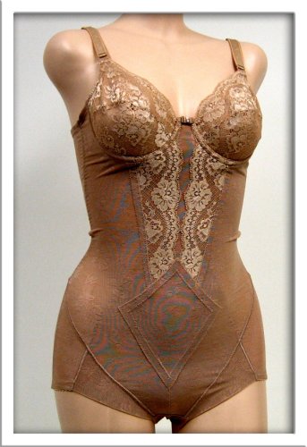 Art-Beau Warm Nude Floral Sheer Bodysuit #1071 sz 36A