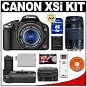 Canon Digital Rebel XSi Digital SLR Camera Body (Black) & EF-S 18-55mm IS Lens + EF 75-300mm III Lens + BG-E5 Battery Grip + 8GB SD Card + Case + Cameta Bonus Accessory Kit