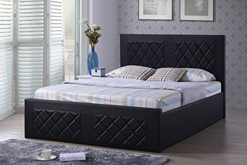 Hodedah Leather Bed, Queen, Black