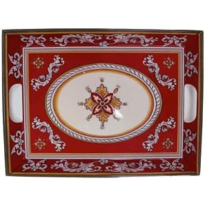 Le Cadeaux Triple Weight Melamine 15 by 21 inch Serving Tray with Raised Sides and Handles
