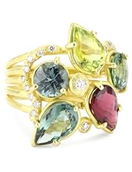 Julieli "Metaform" 18k Gold with MultiColor Tourmaline and Diamond Bouquet Ring