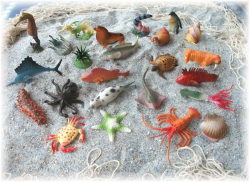 24er Set Seetiere Fische ca. 3-7cm Kunststoff