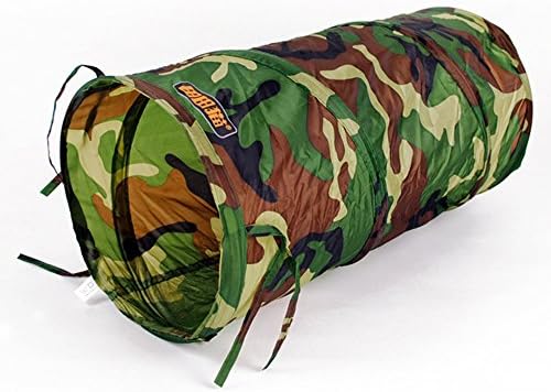 Factory Market Folding Cat Play Tunnel with Dangly Plush Ball Kitty Fun Pet Toy- Camouflage