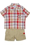 Bon Bebe - Airplane Plaid Camp Shirt and Twill Shorts Outfit