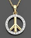 14k Gold Diamond Peace Symbol Pendant (1/10 ct. t.w.)