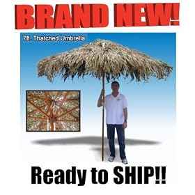 7 Foot Thatched Patio Tropical Hawaiian Umbrella - NEW