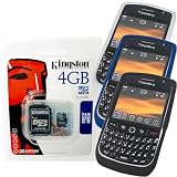 51LAFVpO02L. SL160  Combo of Black, Dark Blue, White Silicone Skin Cover Case and Kingston 4GB microSDHC Class 4 Memory Card with SD Adapter for Blackberry Javelin 8900
