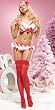 3Pc Candy Cane Mesh Bikini Top, Garter And G-String W/Marabou Trim