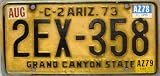 Arizona C-2 73 License Plate with Brown Letters