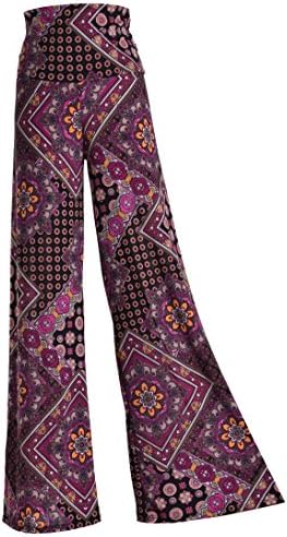 Chevron Aztec Tribal Pattern Printed Long Palazzo Pants (XXX-Large, Magenta Floral Lace)