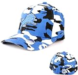 DETROIT LIONS (CAMO) Camouflage Flex Fit Baseball Hat Cap By Reebok in Team Colors