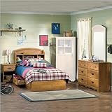 South Shore Prairie Kids Twin Wood Bookcase Bed 4 Piece Bedroom Set in Coun ....