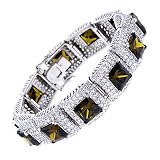 Cubic Zirconia Olive Quartz C.Z. Sterling Silver Bracelet