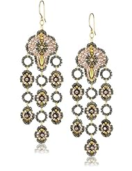 Miguel Ases Swarovski and Rose Gold Beaded Dangle Earrings