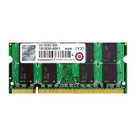 Transcend - M�moire - 2 Go - SO DIMM 200 broches - DDR2 - 800 MHz / PC2-6400 - CL5 - 1.8 V - m�moire sans tampon - NON ECC