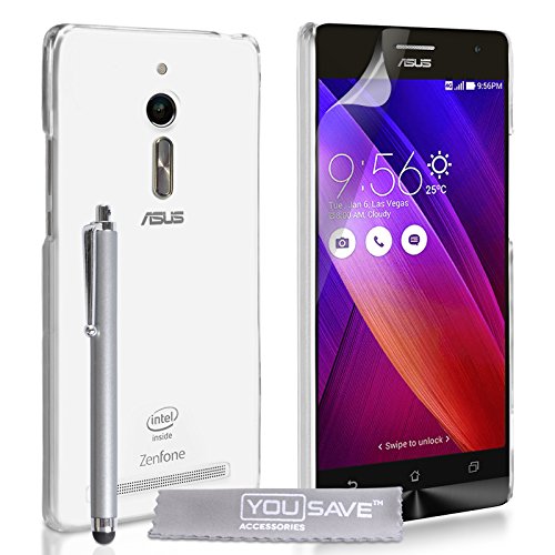 Yousave Accessories Asus Zenfone 2 (5.5 Inch Version) Case Super Slim Clear Silicone Gel Cover With Stylus Pen