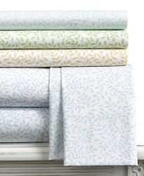 Martha Stewart Collection Bedding, Stenciled Leaves Twin Sheet Set Flax