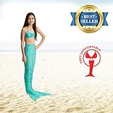 Tendol™ 3 Pc Swimming Mermaid Tail, Monofin Compatible, For Children, High Quality (Green, Small)
