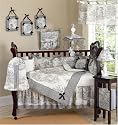 JoJo Designs 9-Piece Baby Crib Infant Bedding Set - Vintage French Black Toile