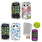 Rainbow Zebra Butterfly + Blue Flower Butterfly 2x 2D White Faceplate Hard  ....