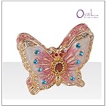 Jewelry Trinket Box with Crystal - Pink Butterfly Design