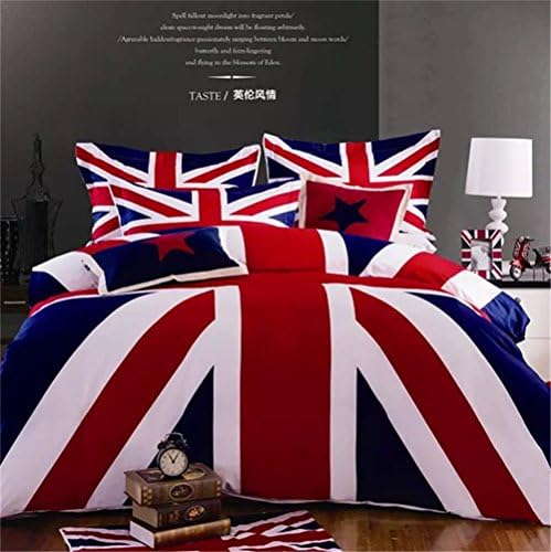 Cooperation 100% Cotton British Flag Pattern Bedding Set 4pc Bedspread Quilt Cover and Pillowcase