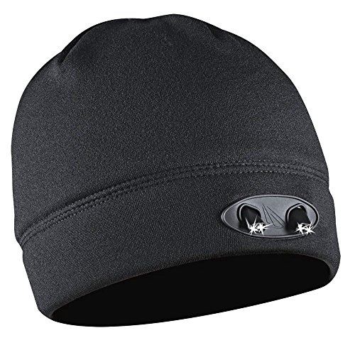 LED Beanie Hat - 4 Ultra Bright Lights - Luxury Compression Fleece - Black - Hands Free - Super Comfortable and Warm - Huggabe Lighted Hat Makes Path Visible up to 42 Feet Away